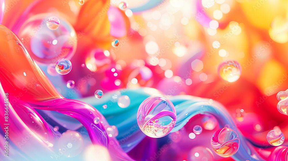 Poster a colorful abstract background with multicolored organic shapes and bubbles