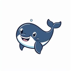 Fototapeta premium Cute cartoon whale with a big smile, perfect for kids' illustrations.