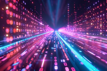 Obraz premium Digital Binary Technology Background created with Generative AI
