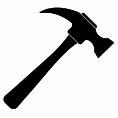 black silhouette of hammer on white