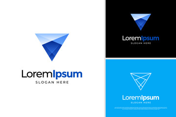 Modern letter V prism logo illustration design concept, colorful prism logo design, prism logo template