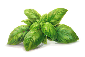 Fototapeta premium Basil leaves isolated on white background.