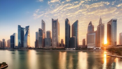 Obraz premium city skyline at sunset