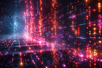 Obraz premium Digital background for tech, AI, neural networks, data, audio, graphics