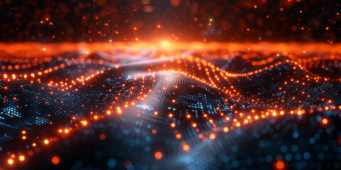 Obraz premium Digital background for tech, AI, neural networks, data, audio, graphics