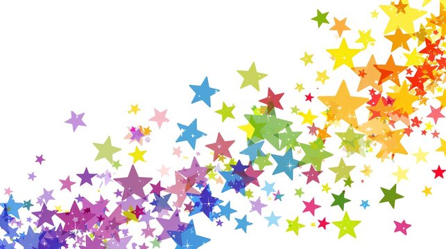 Border with overlapping stars in rainbow colors