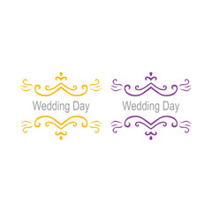 Wedding Day Ornamental Luxury Labels Set isolated on White