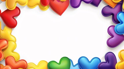 Frame with interlocking rainbow hearts