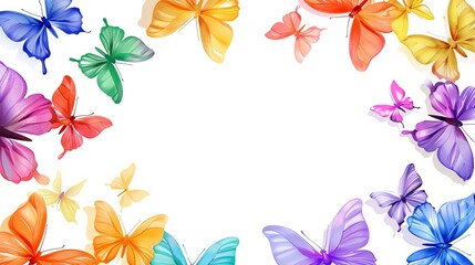 Frame with interlocking rainbow butterflies