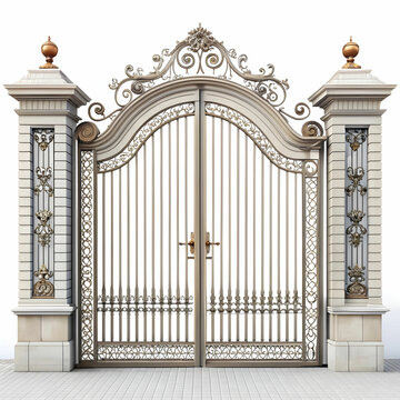 recommend clip art: Decorative wrought-iron fence with gate