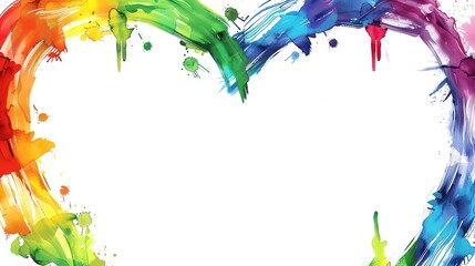 Heartshaped border filled with rainbow colors
