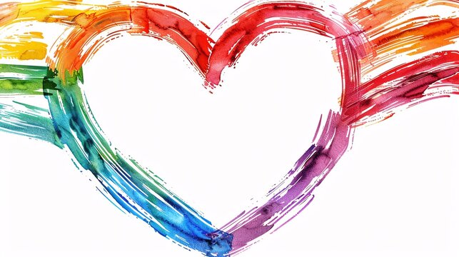 Heartshaped border filled with rainbow colors