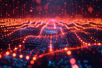 Obraz premium Digital background for tech, AI, neural networks, data, audio, graphics