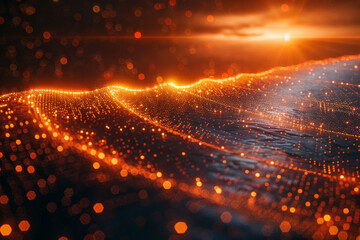 Obraz premium Digital background for tech, AI, neural networks, data, audio, graphics