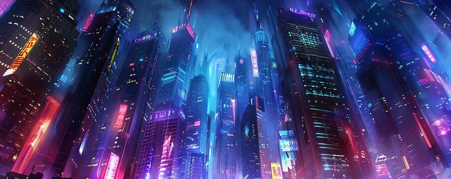Illustrate a futuristic Lublae cityscape from a rear perspective