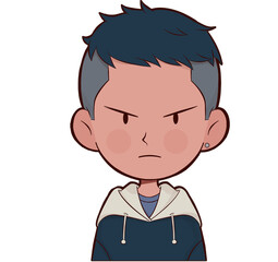 Obraz premium Cute Boy character profile with hoodie