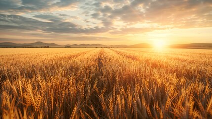 Fototapeta premium wheat field at sunset