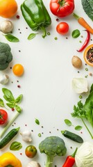 A white table topped with lots of different types of vegetables