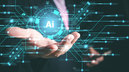 Ai technology, Artificial Intelligence. man using technology smart robot AI, artificial...