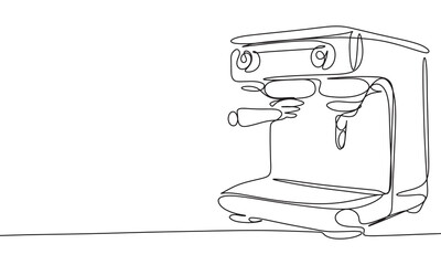 Coffee Machine one line continuous. Line art coffee equipment. Hand drawn vector art.