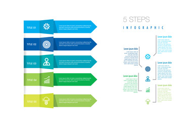 infographic template 5 step for business direction, marketing strategy, diagram, data, growth