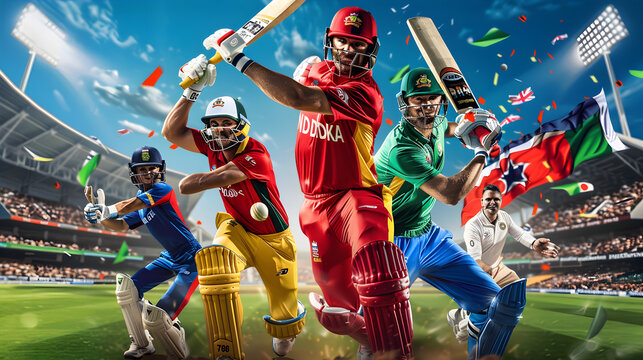 Cricket world cup banner cricket tournament banner ICC world cup banner cricket world cup background player batting in the cricket ground