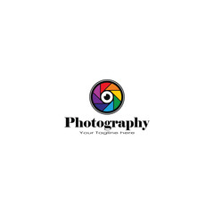 Photography logo, camera shutter logo vector graphics