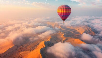 Flight of the Hot Air Balloon: Journey through the Clouds of Murqquab Desert in Dubai, U.A.E.