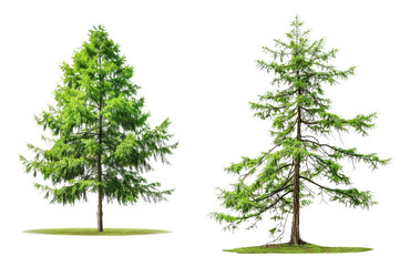 Side View of Taxodium Distichum Tree Set Isolated on Transparent or White Background, PNG