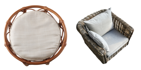 Outdoor Chair Set View Isolated on Transparent or White Background, PNG