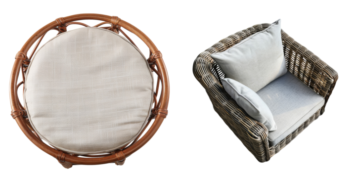 Outdoor Chair Set View Isolated on Transparent or White Background, PNG