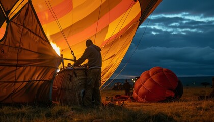 Obraz premium Up, Up and Away: Nighttime Balloon Flights Over Kenya in Africa