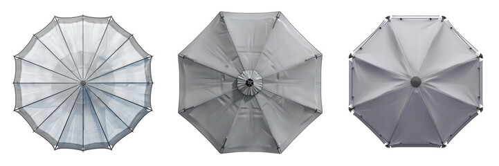 Grey Sunshade Set Isolated on Transparent or White Background, PNG