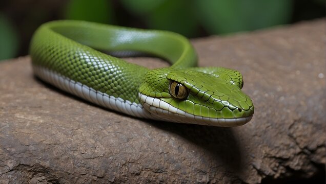 green snake on a tree