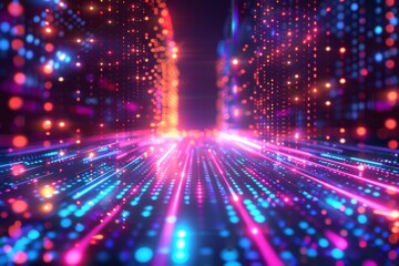 Obraz premium Digital Binary Technology Background created with Generative AI