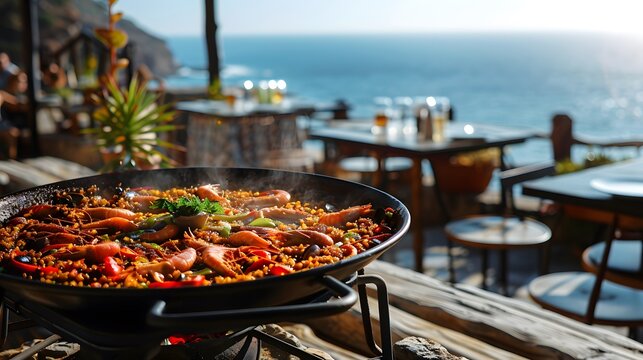 Spanish restaurant, with A Large of pan of panella