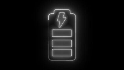 Full Chargeing Battery Charge Icon - Battery Charging Vector Icon Isolated on Black Background