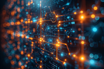 Obraz premium Digital background for tech, AI, neural networks, data, audio, graphics
