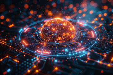 Obraz premium Digital background for tech, AI, neural networks, data, audio, graphics