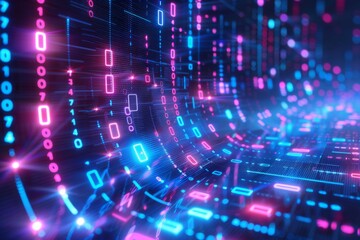 Fototapeta premium Digital Binary Technology Background created with Generative AI