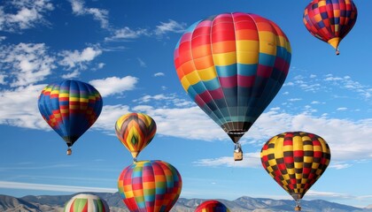 Fototapeta premium Flight of Freedom: Stunning Hot Air Balloons at Albuquerque International Fiesta