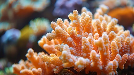 A close-up of coral, showing its unique textures and patterns, perfect for an oceanic theme. Minimal and Simple,