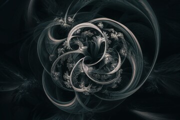 abstract dark fractal perspective with curves background