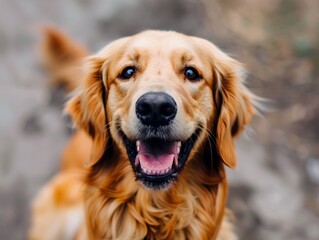 Fototapeta premium A golden retriever is looking at the camera.