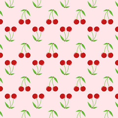 Simple pattern red cherry background decoration for wrapping, print, fabric, textile illustration wallpaper