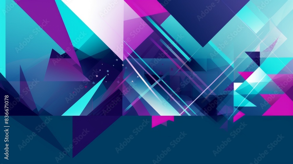 Poster animated web banner design with smooth geometric transitions in purple and blue.