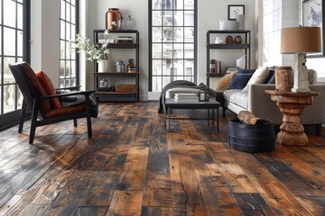 Realistic Textured Oak Laminate Floor Generative AI