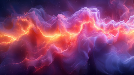 Obraz premium Generative art, music visualization, sound waves, vibrant spectrum, dynamic movement