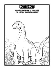 dinosaur dot to dot coloring page or book for kids vector