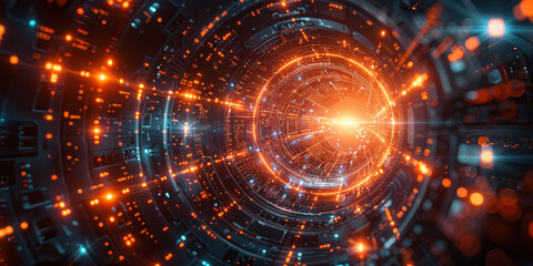 Obraz premium Digital background for tech, AI, neural networks, data, audio, graphics